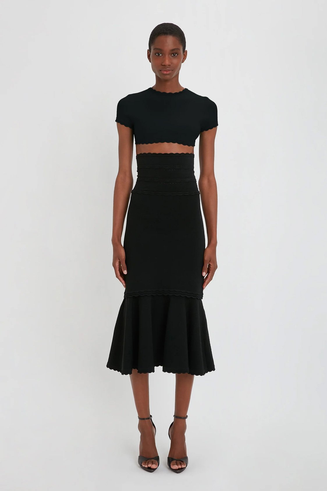Flared Midi Skirt In Black